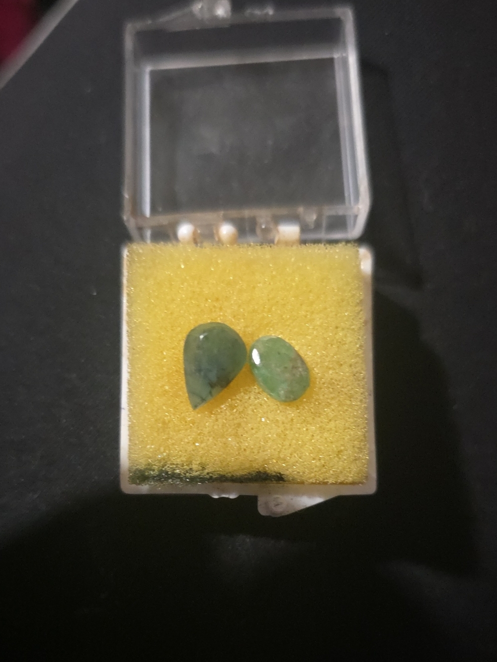 Natural Green Gemstone Collection - Faceted Emerald & Green Matrix Cabochon Pair